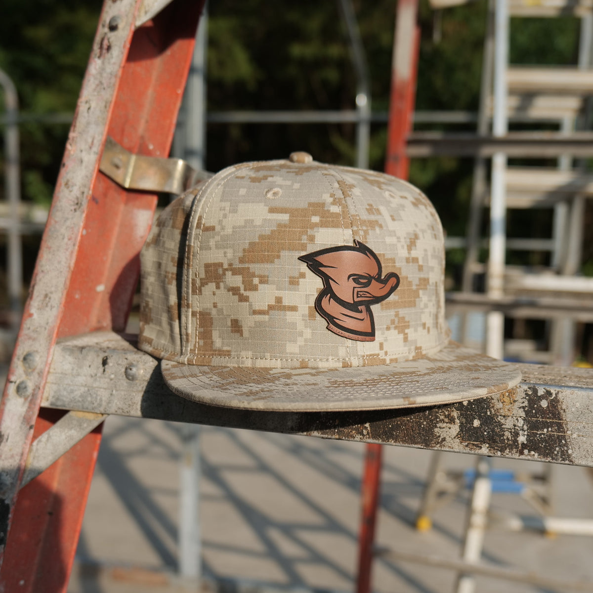 Upgraded Digital Camo Tan/Brown Mallard Building Fitted Hat